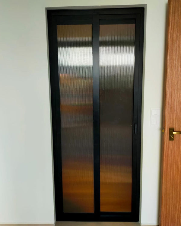 Slide and Swing Door with Full Fluted Glass- AWC014 - Metal and Aluminium Fabrication 