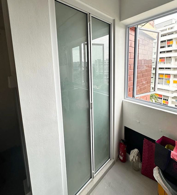 Ultra Slim Bifold Door with Frosted Glass- AWC009 - Metal and Aluminium Fabrication 
