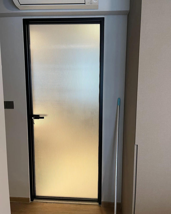 Ultra Slim Swing Door with Fluted Glass- AWC008 - Metal and Aluminium Fabrication 