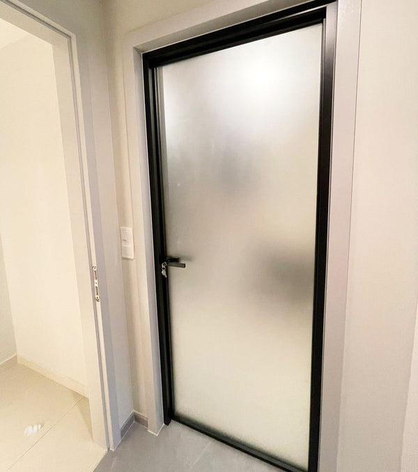 Ultra Slim Swing Door with Frosted Glass- AWC007 - Metal and Aluminium Fabrication 