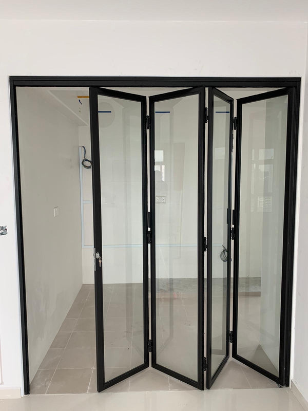 GD001 - Bi-fold Glass Doors with Mild-Steel Frame - Metal and Aluminium Fabrication 